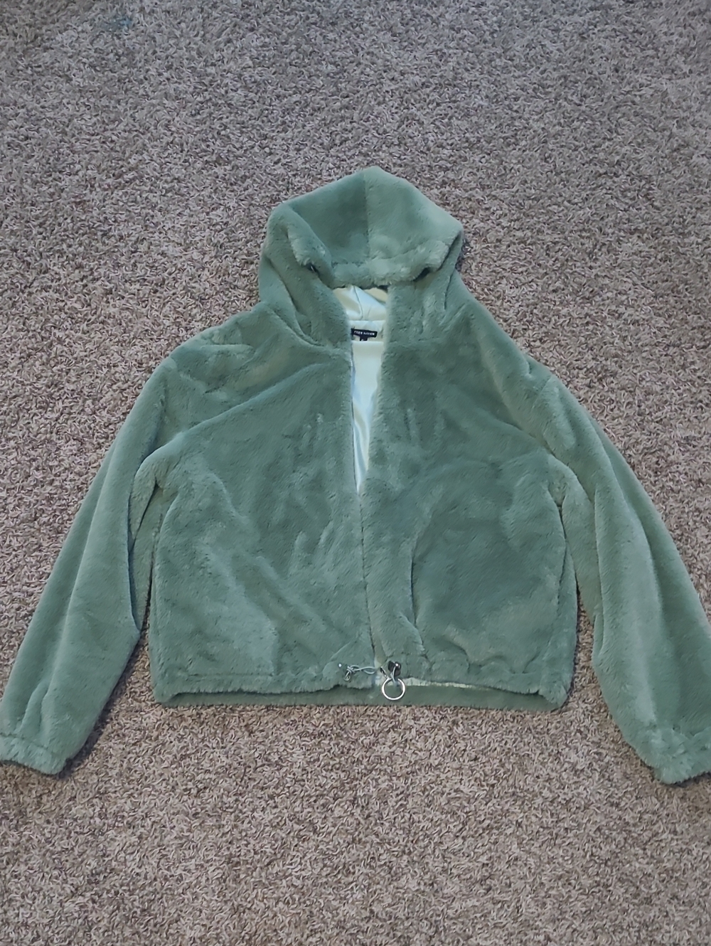 Sage Green Plush Hooded Jacket